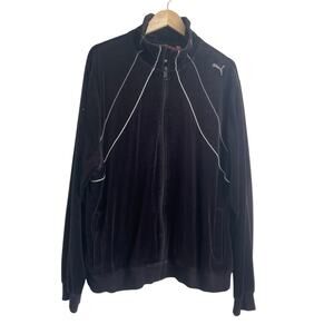 VTG Y2K Puma Mens Tracksuit Jacket XL Brown Velour‎ Casual Hip Hop Leisure Retro